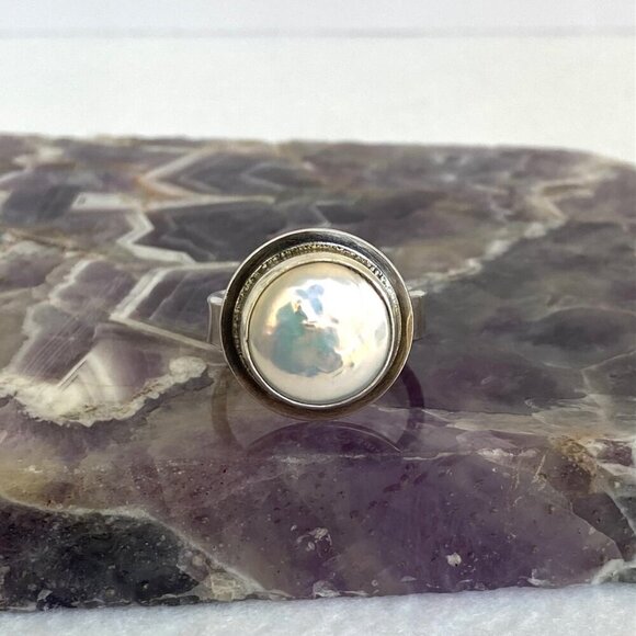 Sterling Silver 925 JLW Art Studio Jennifer Wagner Freshwater Pearl Ring Sz 7 - Picture 11 of 16